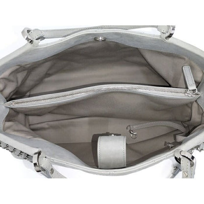 Chanel 2-Way Shoulder Bag Quilted Leather Light Gray — view 7