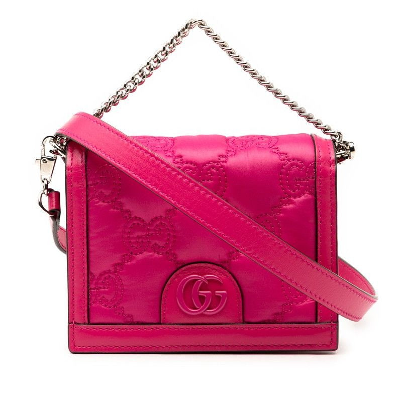 Gucci GG Marmont Mini Handbag 2-Way Pink Nylon Leather