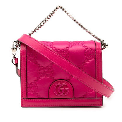 Gucci GG Marmont Mini Handbag 2-Way Pink Nylon Leather