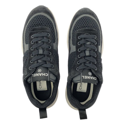 Chanel - Coco Mark Leather Paneled Low Cut Sneakers - 36 - Black - Women's