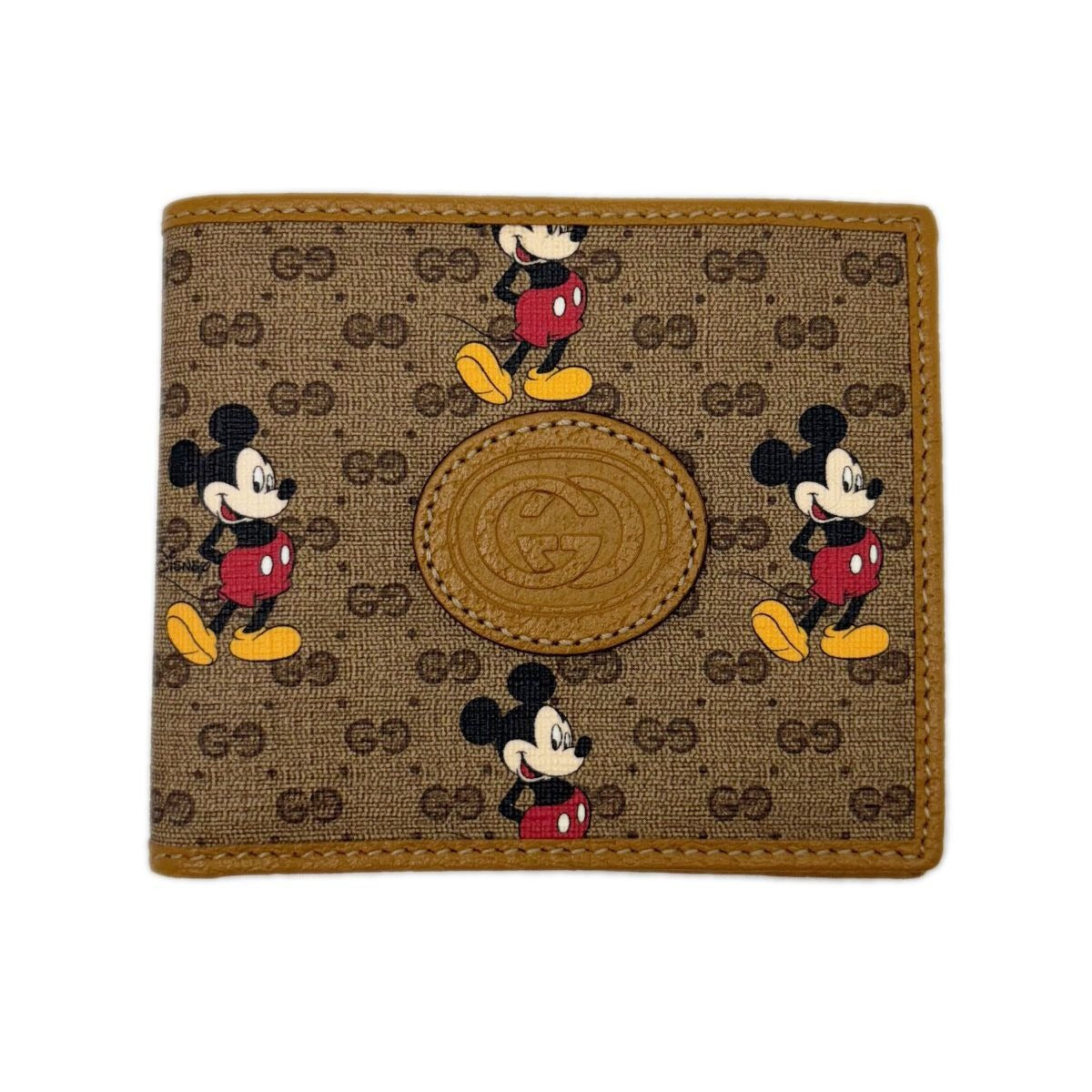 Gucci Disney Mickey Mouse Wallet Bifold No Coin Purse GG Supreme Canvas Cha