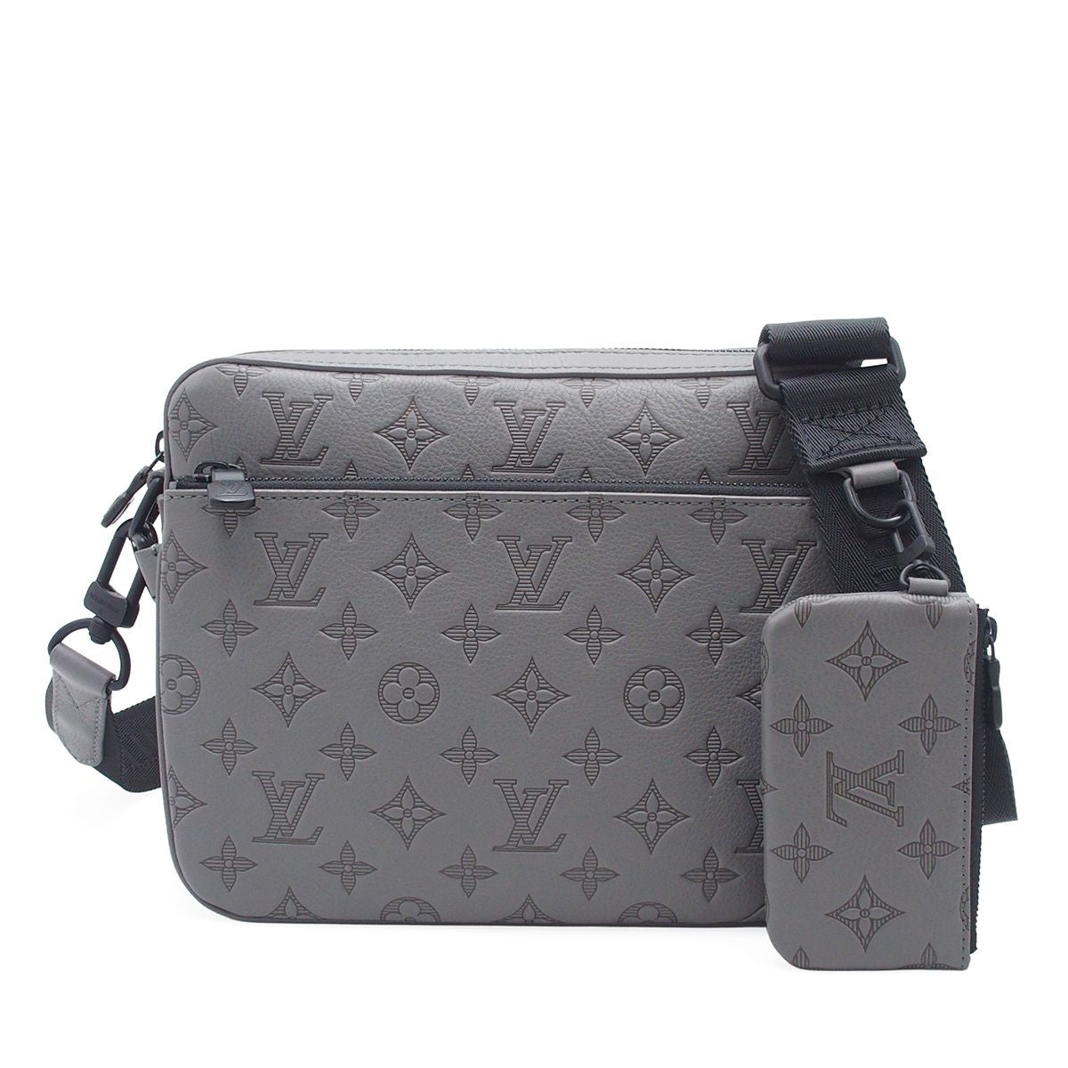Louis Vuitton Trio Messenger Anthracite Gray Monogram Shadow Shoulder Bag