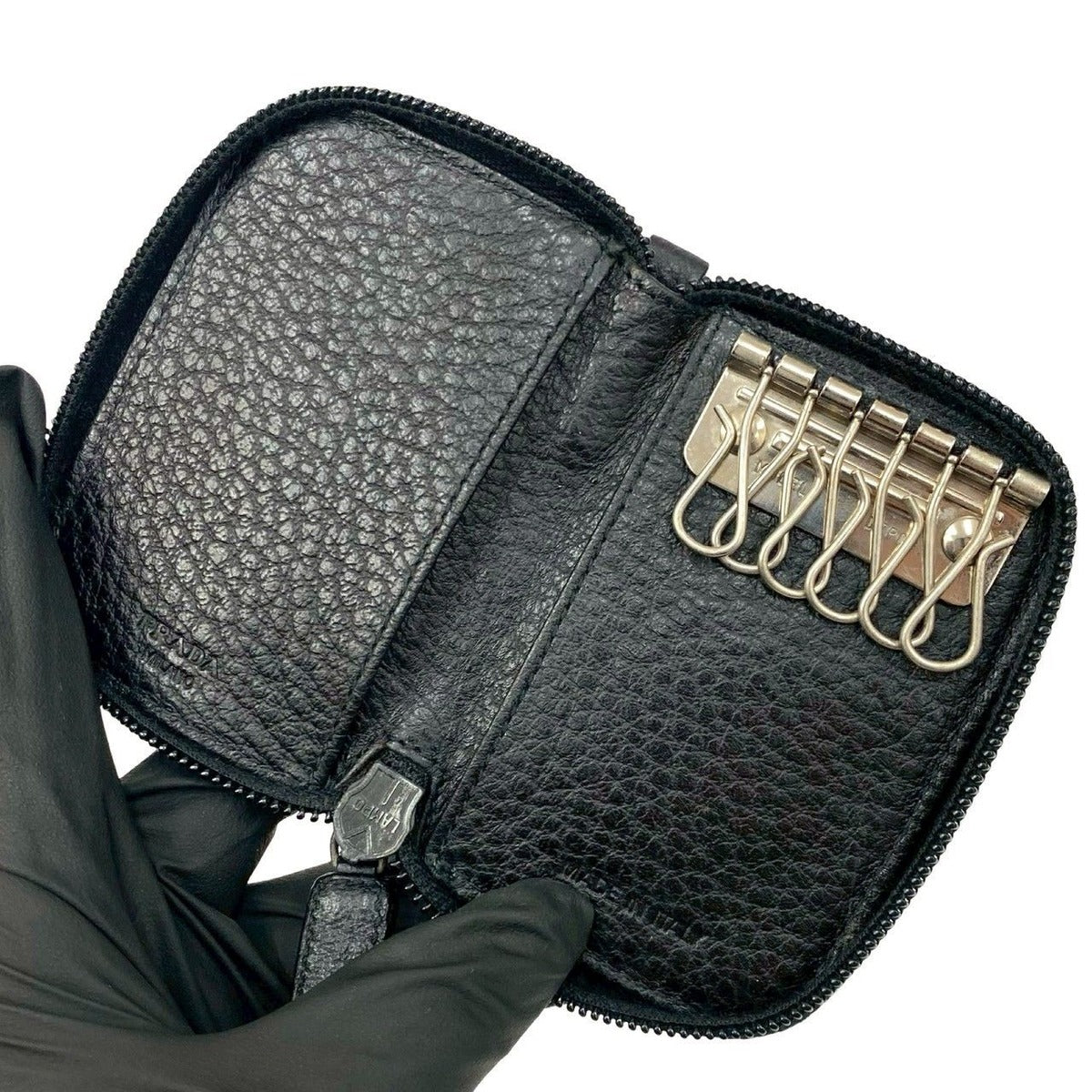 Prada Log Leather Strap Round Zip 6 Key Holder — view 7