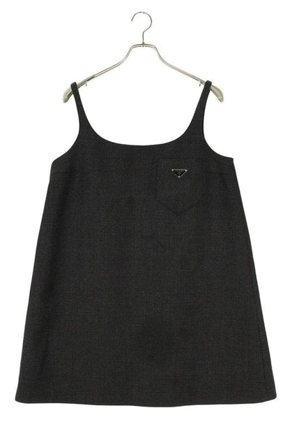 Prada P3b74 Triangle Logo Plate Sleeveless Dress Women 42