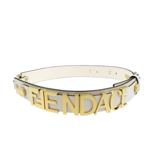 Fendace Fendi Versace 8c0662 Leather Metal White Gold Belt 1891 Fendace