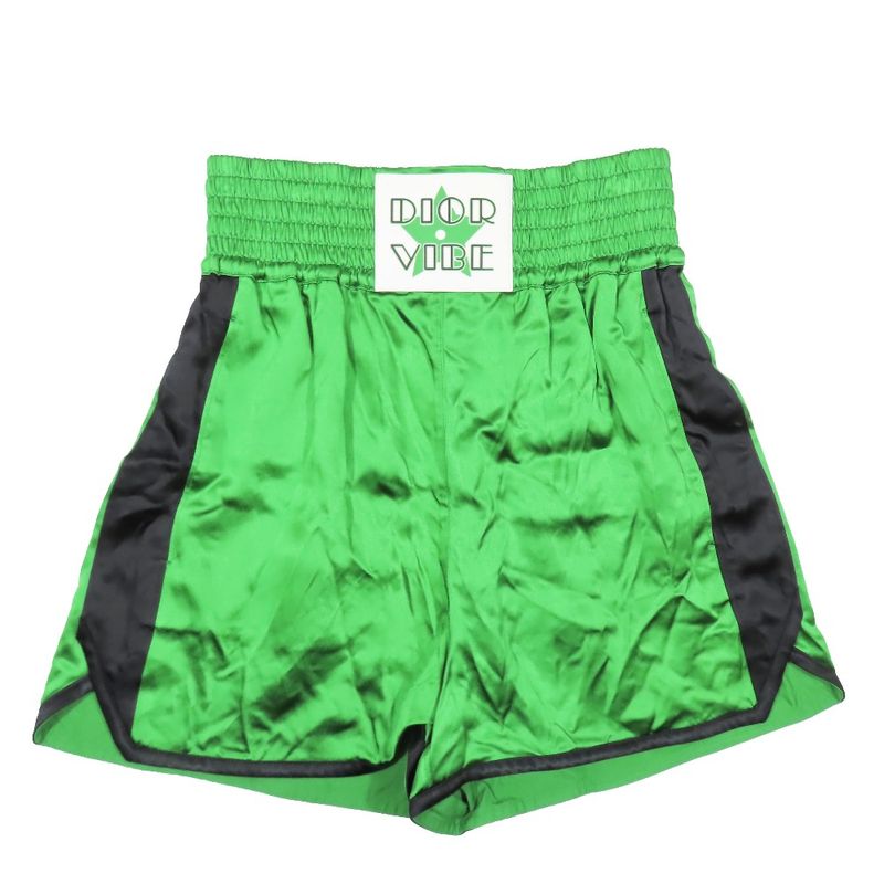 Unused 22SS Christian DIOR Boxing Shorts Half Pants Logo DIOR VIBE Green S