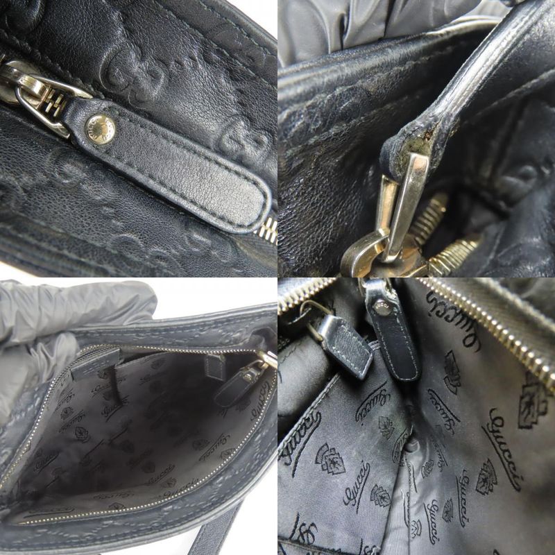 Gucci Shoulder Bag 201538 Guccissima Cima Leather Black Gold Hardware Crossbody