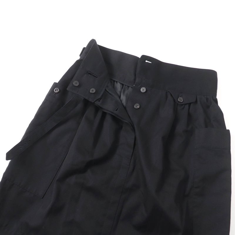 Hermes 22SS Leather With Buttons Waist Belt Design Knee Length Cotton Skirt