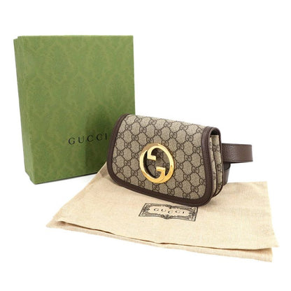 Exhibit Gucci Blondi GG Supreme Belt Bag Waist Pouch Leather Beige Brown 703807