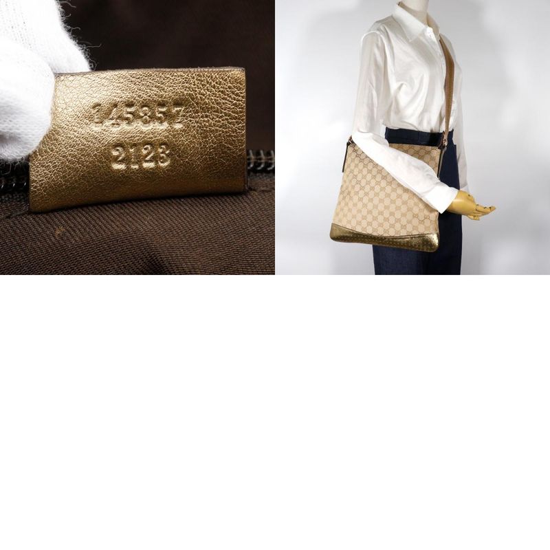 Gucci 145857 GG Canvas Beige Women Shoulder Bag