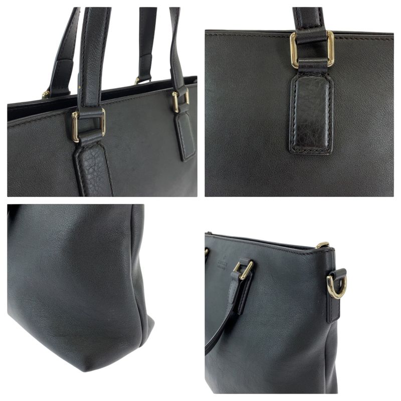 Gucci Bamboo Tassel Black Silver Hardware Leather 365346 Shoulder Bag Handbag