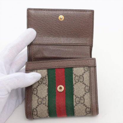 Gucci Ophidia GG Supreme PVC X Leather Compact Wallet 523174 Beige X Ebène Made