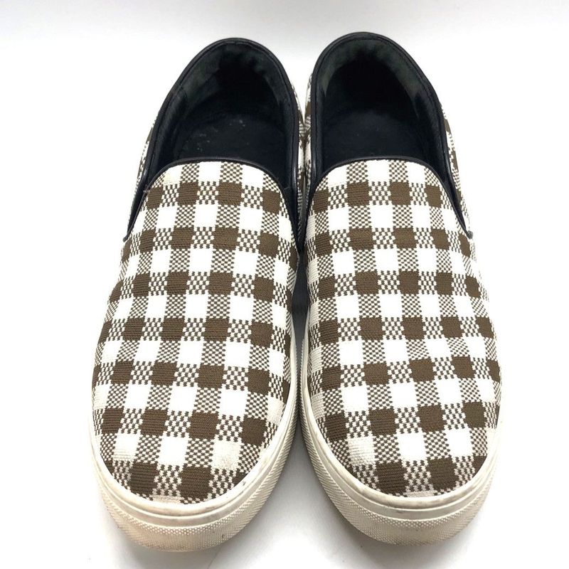 Celine Gingham Check Slip-on 40 Approx 26cm (10.24in) Brown White Checked Shoes