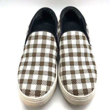 Celine Gingham Check Slip-on 40 Approx 26cm (10.24in) Brown White Checked Shoes