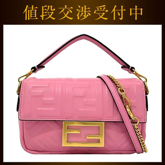 Fendi 2way Mini Bag Baguette Small Pink Gold