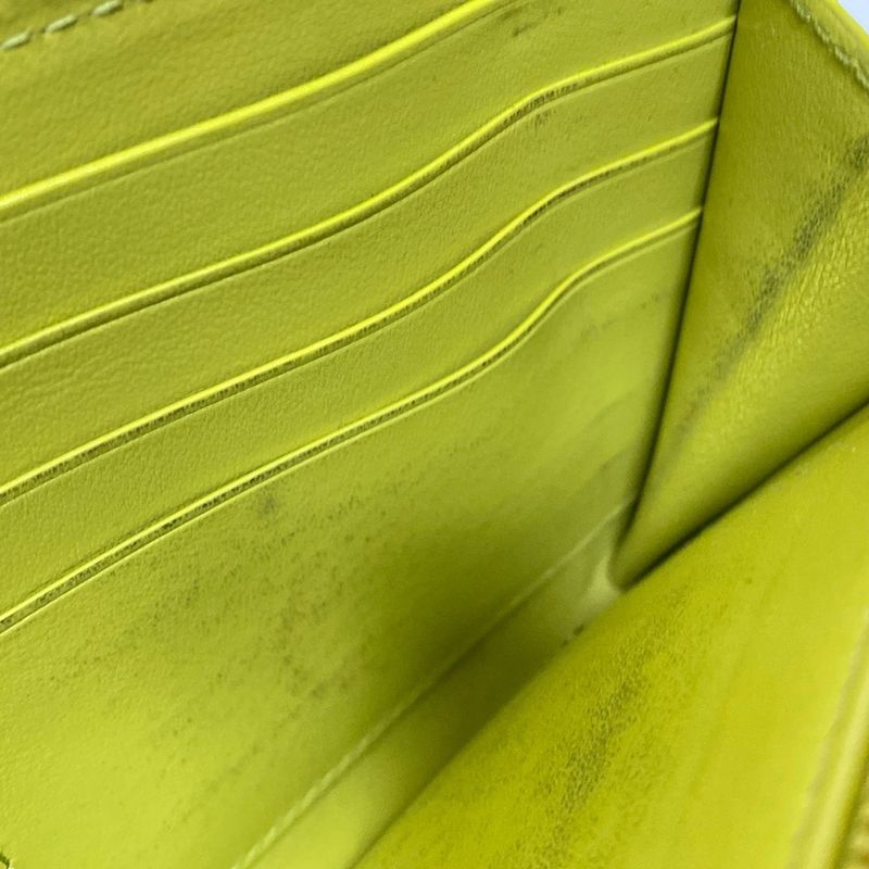 Bottega Veneta Long Wallet Cassette Zip Around Wallet Yellow Green Leather