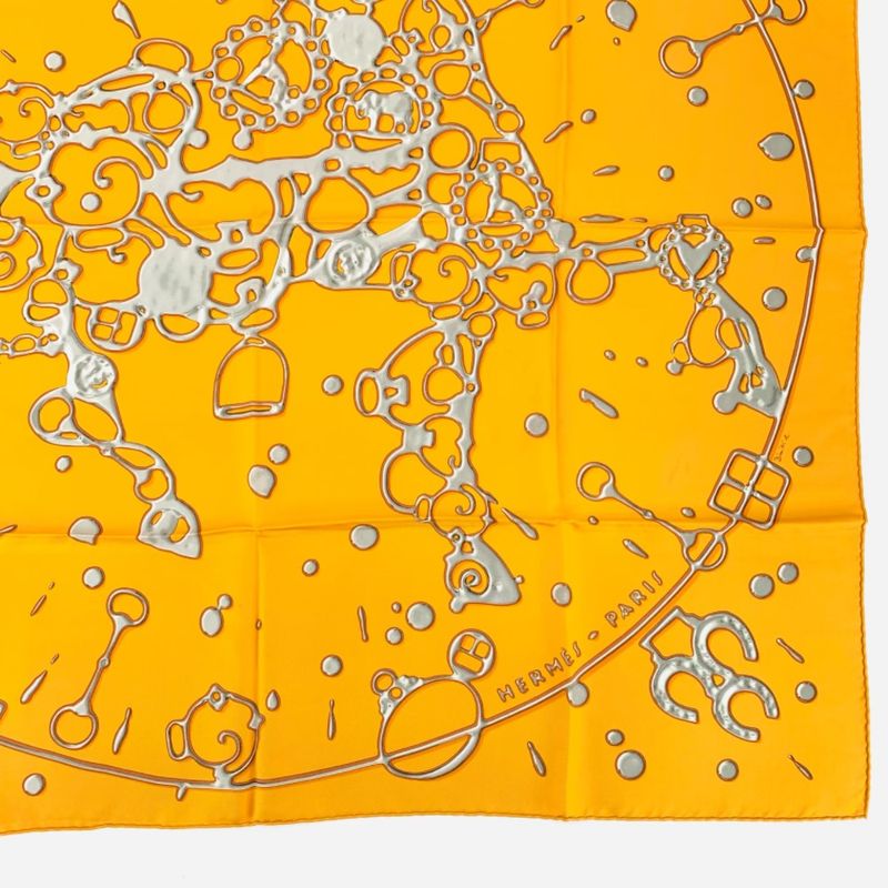Hermes Carre 90 Silk Scarf Cheval Fusion Orange