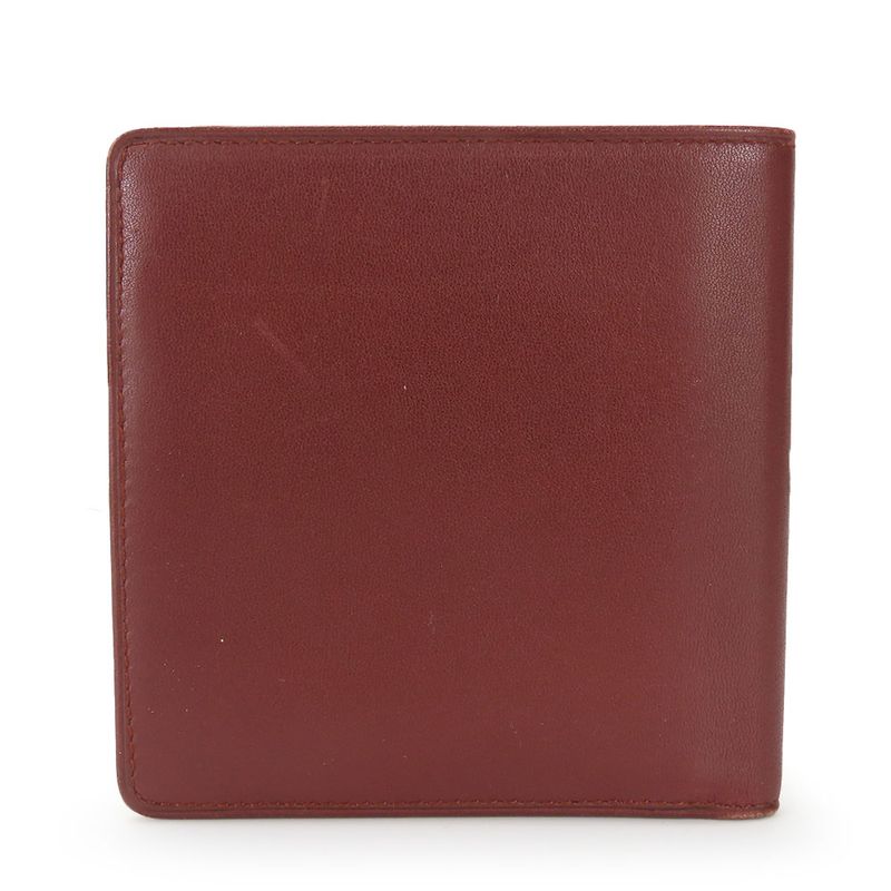 Cartier Bifold Wallet Mustline Calf Bordeaux Gold Hardware With Coin Purse For