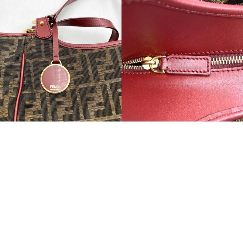 Fendi 8bh156 Handbag Tote Bag Canvas Brown Red Women