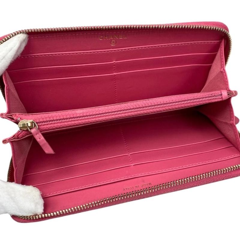 Chanel Long Wallet Long Zip Round Wallet Ap1590 Matelasse Lambskin Coco Mark