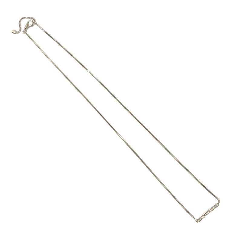 Gucci Link To Love Bar Pendant 18Kwhite Gold Diamond Chain Necklace Silver