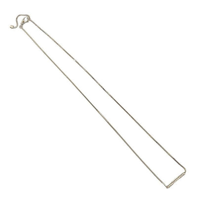 Gucci Link To Love Bar Pendant 18Kwhite Gold Diamond Chain Necklace Silver