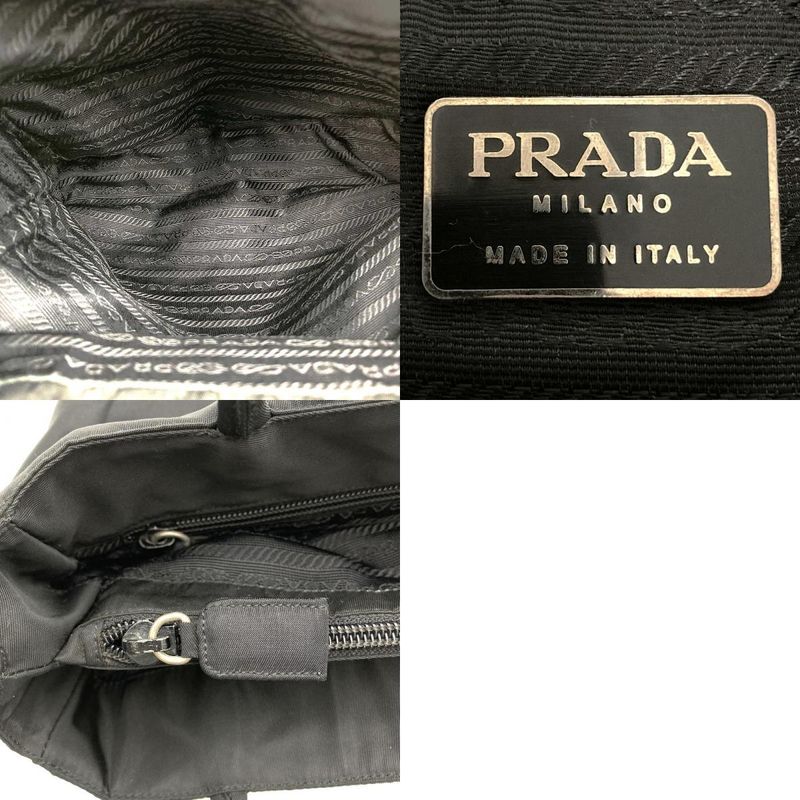 Prada Handbag Nylon Black Nylon Women Men