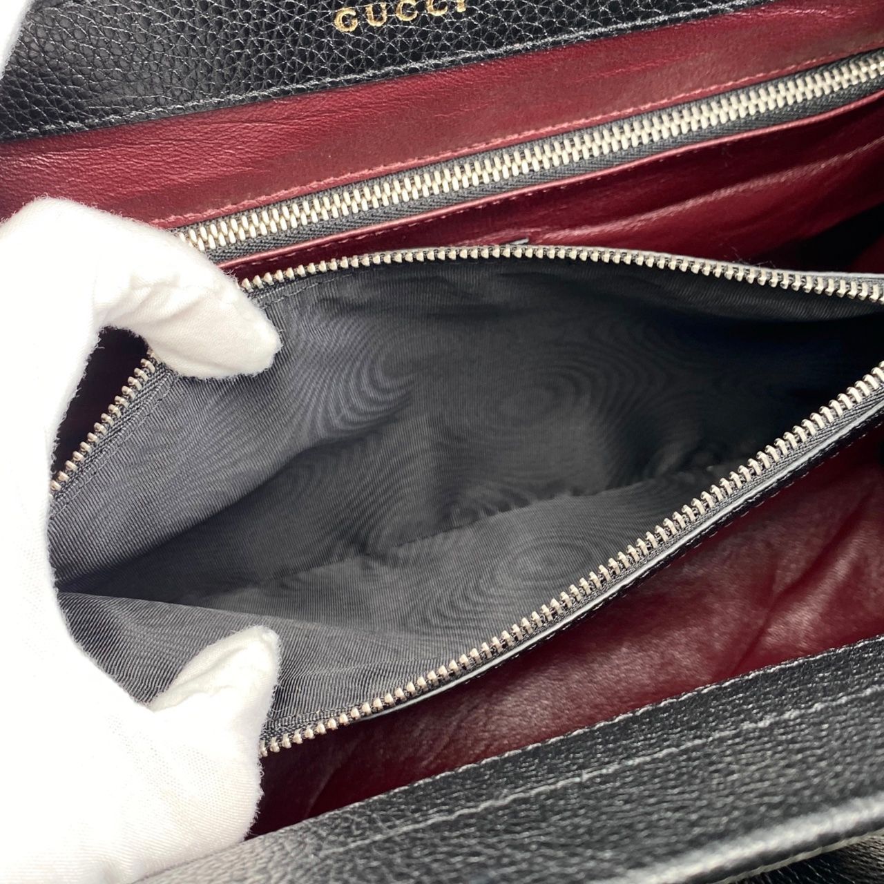 Gucci Handbag Zumi Small Top Handle Bag 569712 Leather Logo Black Silver