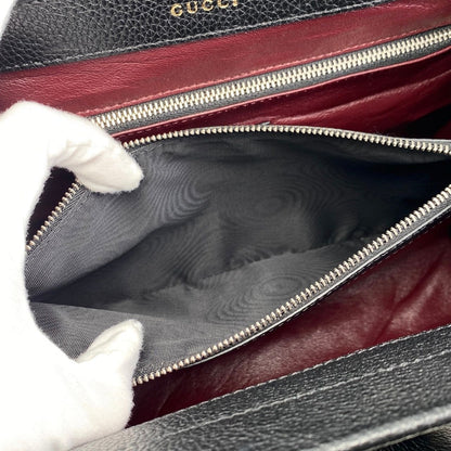 Gucci Handbag Zumi Small Top Handle Bag 569712 Leather Logo Black Silver