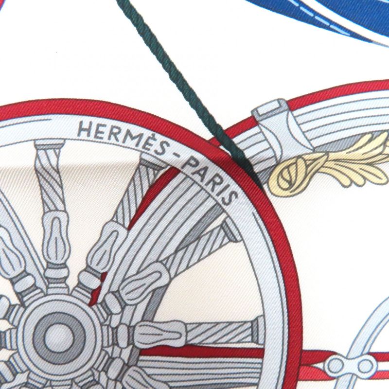 Hermes Carré 90 Stately Wheels 100% Silk Clesme / Bordeaux / Blue Current