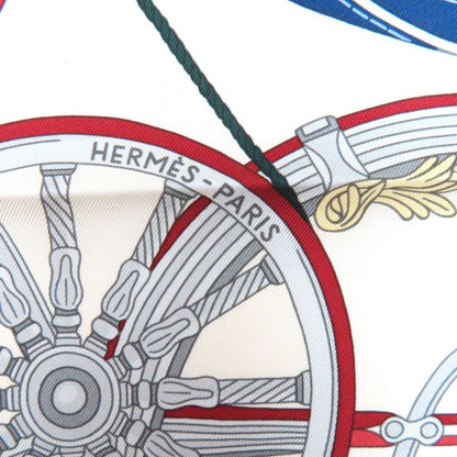 Hermes Carré 90 Stately Wheels 100% Silk Clesme / Bordeaux / Blue Current