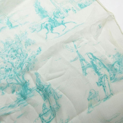 Hermes Shawl Scarf Shawl Silk Muslin Fringe Ivory Light Blue Light Blue Women