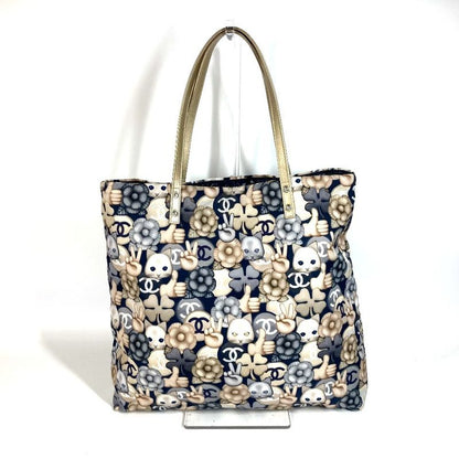 Chanel Shoulder Bag Cat Choupette Camellia Cat Leather / Nylon Blue