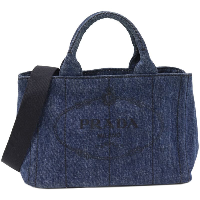 Prada Hand Tote Shoulder Bag Canapa Denim Canvas AVIO (blue) 2WAY B2439g