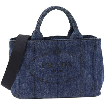 Prada Hand Tote Shoulder Bag Canapa Denim Canvas AVIO (blue) 2WAY B2439g