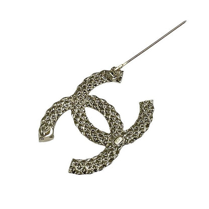 Chanel Brooch Corsage Gold Here Mark Logo Rhinestone