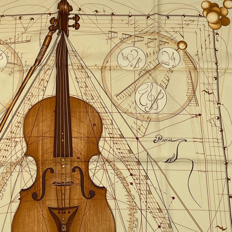 Hermes Scarf Carre 90 Music Played By Spheres La Musique Des Spheres Yellow