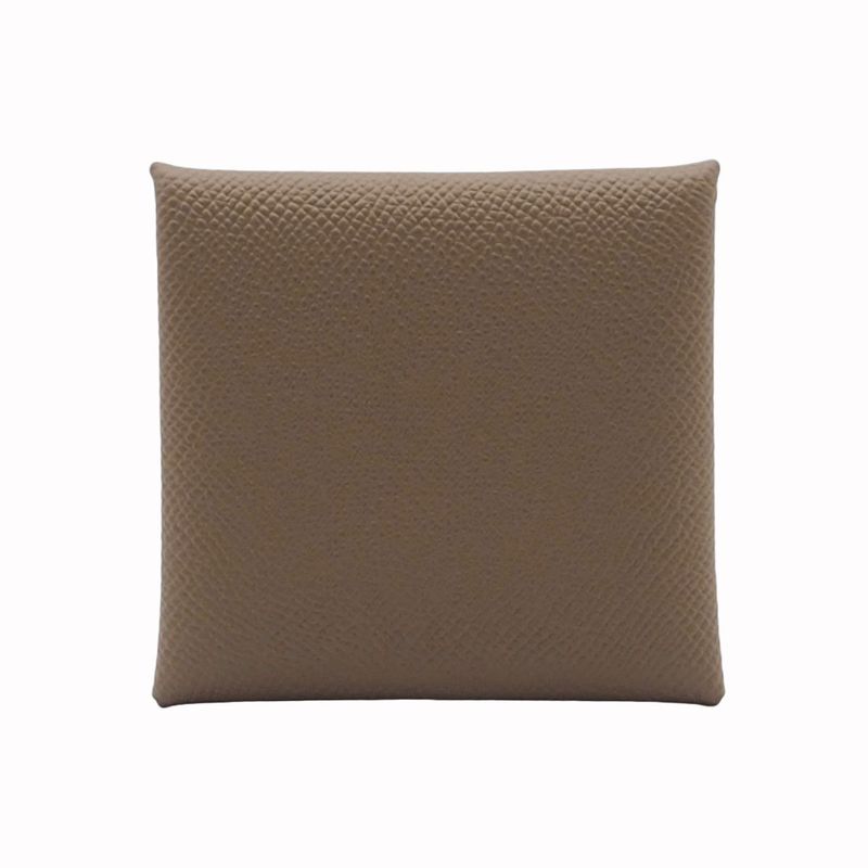 Hermes Bastia Etoupe Beige Vaux Epson Coin Case Coin Purse Silver