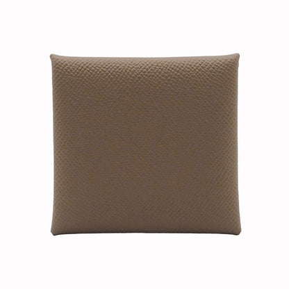 Hermes Bastia Etoupe Beige Vaux Epson Coin Case Coin Purse Silver