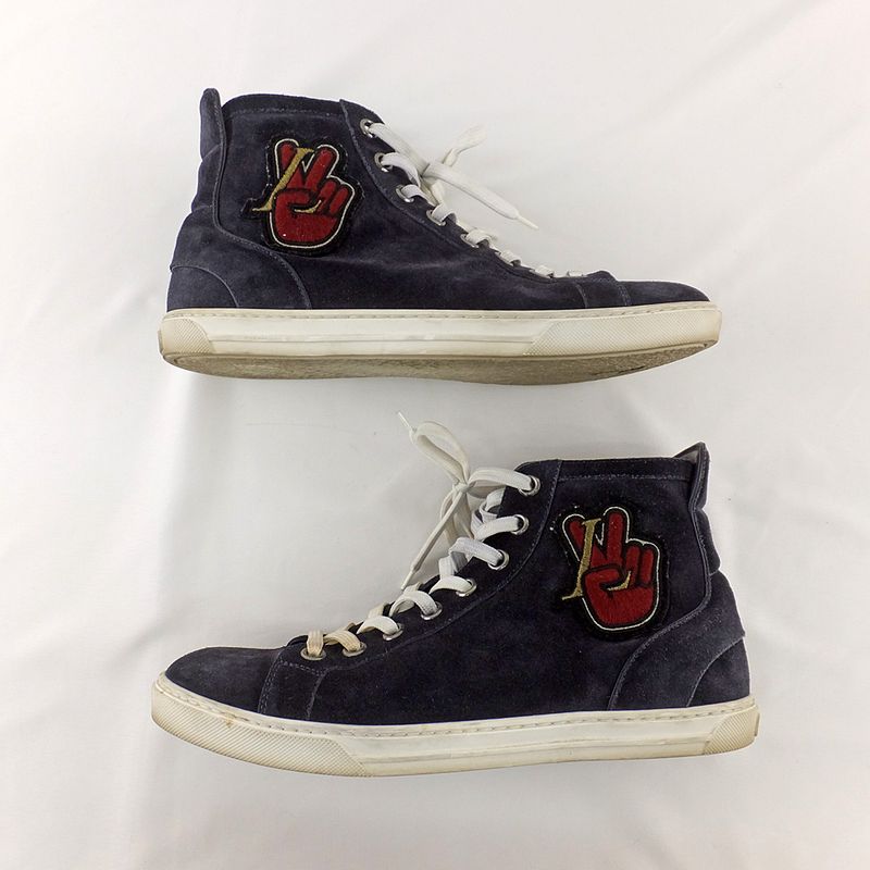 Louis Vuitton High Cut Sneakers - Side Zip Suede Dark Navy - Size 6 1