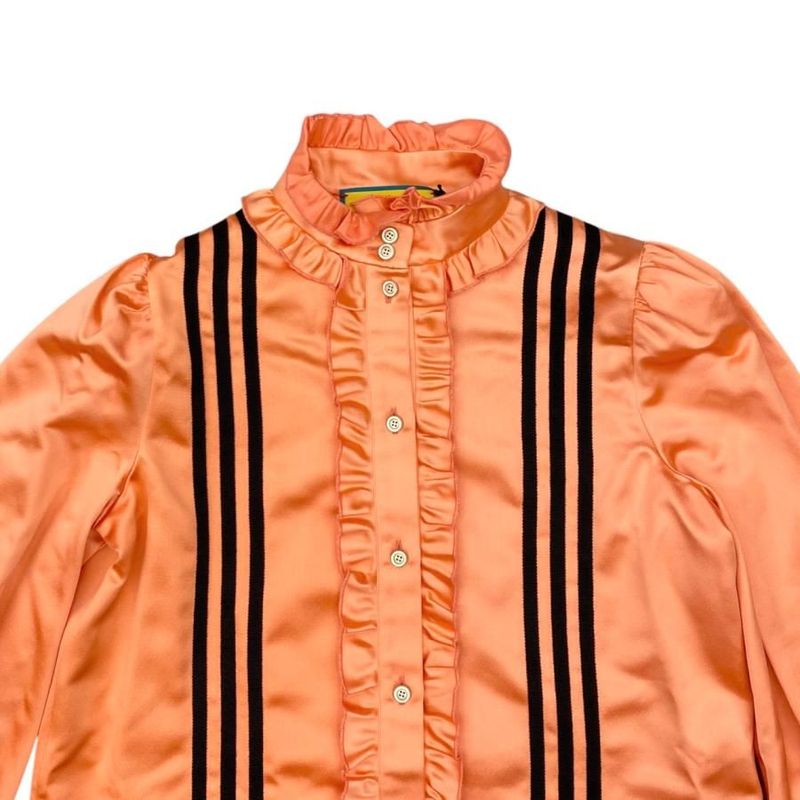 Gucci X Adidas Collaboration Long Sleeve Shirt Ruffle Dress 723272 38 Size Line