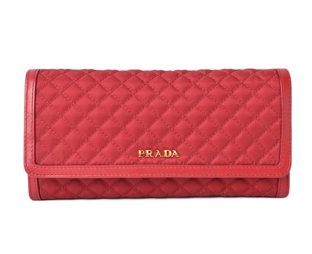 Prada Long Wallet With Pass Case 1m1132 Quilted Nylon