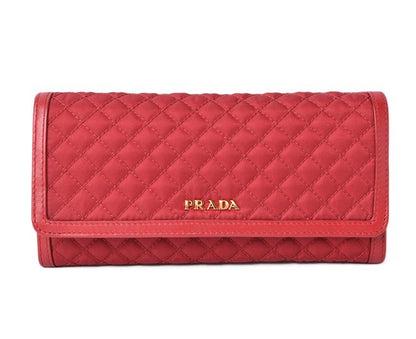 Prada Long Wallet With Pass Case 1m1132 Quilted Nylon