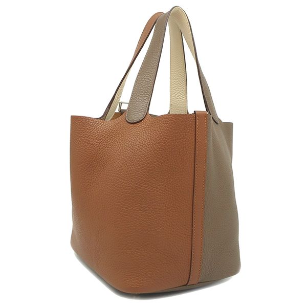 Hermes Handbag Picotin Lock MM Cazac Taurillon Clemence Gold X Etoupe X Nata