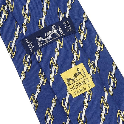 Hermes Necktie Harness 9cm (3.54in) Silk Navy and Multicolor Navy Blue Belt