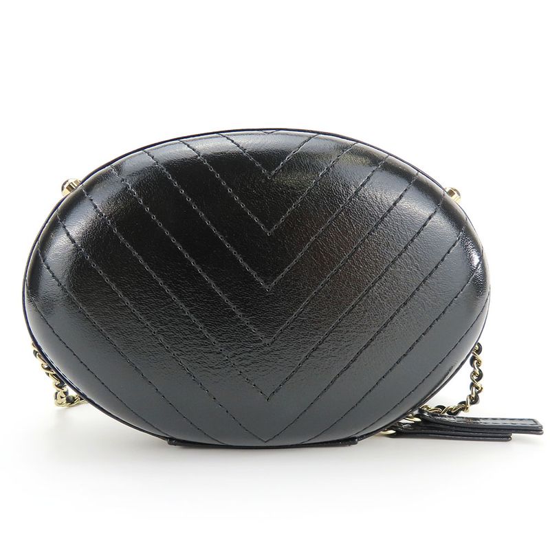 Chanel Shoulder Bag La Pausa Leather Black Gold Hardware V Stitching 26th Chain