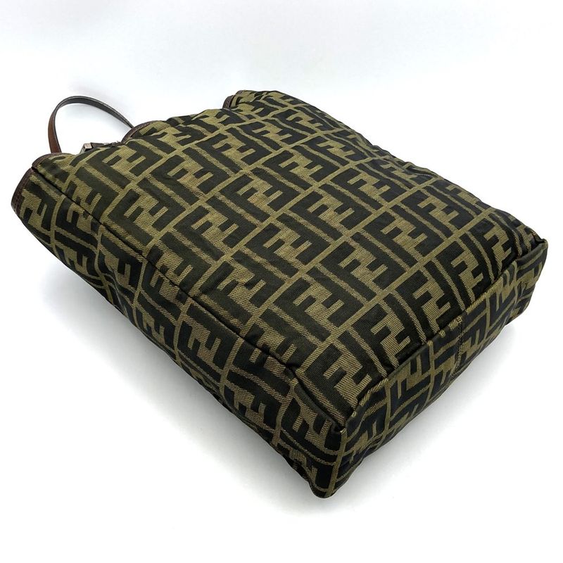 Fendi 83164560012 Tote Bag Zucca Pattern Nylon Canvas Brown Vintage Women Men