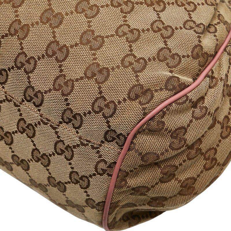 Gucci GG Canvas Handbag Shoulder Bag 2WAY 223974 Brown Pink Canvas Leather