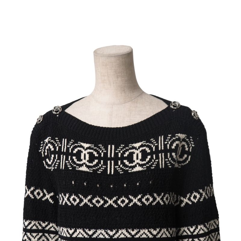 Chanel Knitwear Size 36 20P Total Pattern Coco Mark CC Knit Sweater