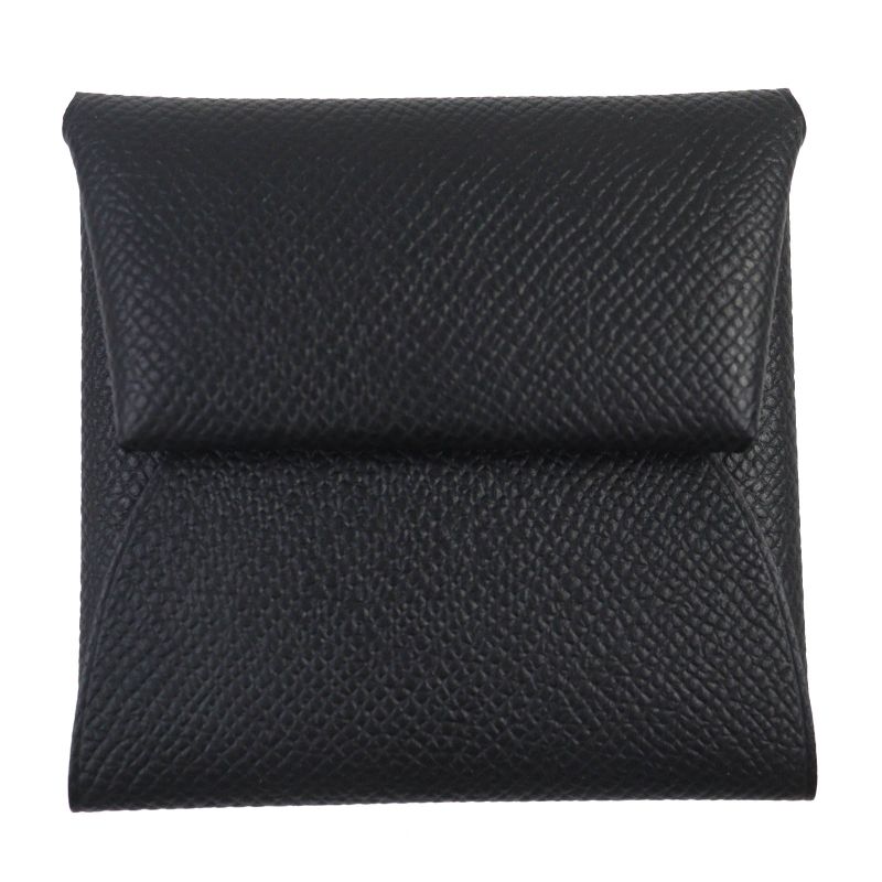 Hermes Bastia Vaux Epson Coin Case Black With W Engraved Box Made In France